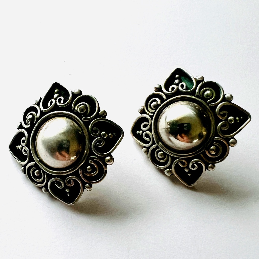 Vintage Sterling Silver Earrings - SUARTI BA 925 - Heart Motif - exquisite